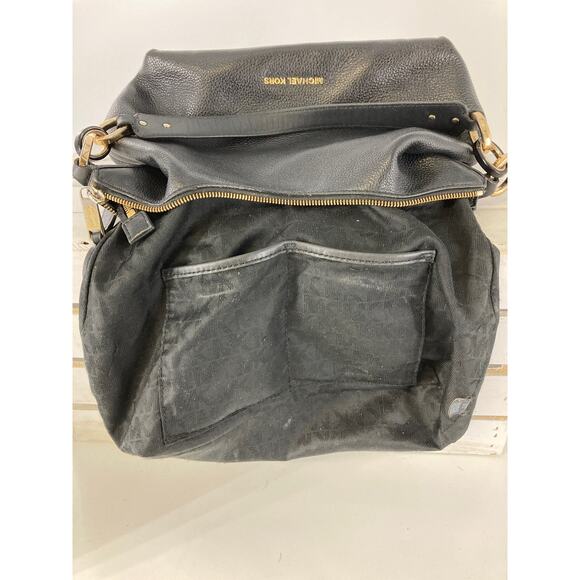 MICHAEL KORS, MEDIUM BLACK PEBBLED LEATHER SHOULDER BAG (ASIS) - Picture 14 of 16